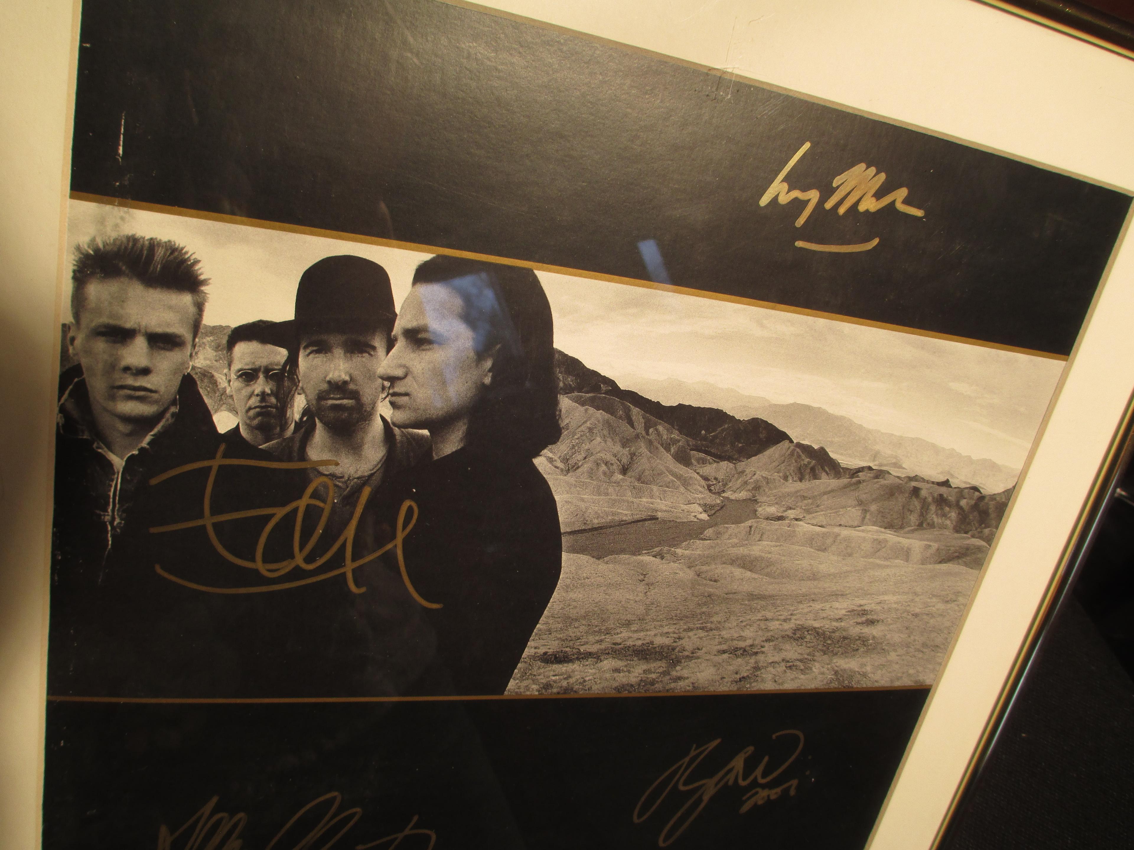 U2 Autographed 'The Joshua Tree' Framed Album Cover