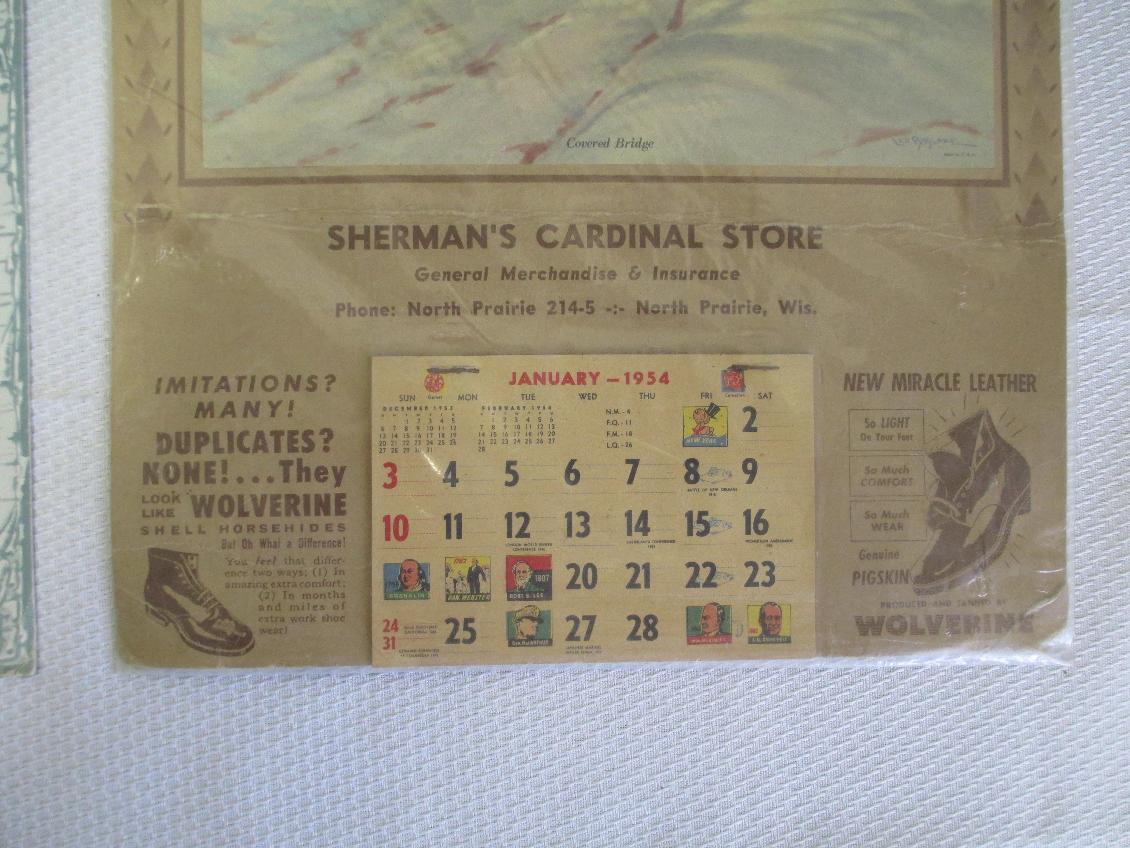 Lot of 3- 1940's & 1950's Advertising Calendars
