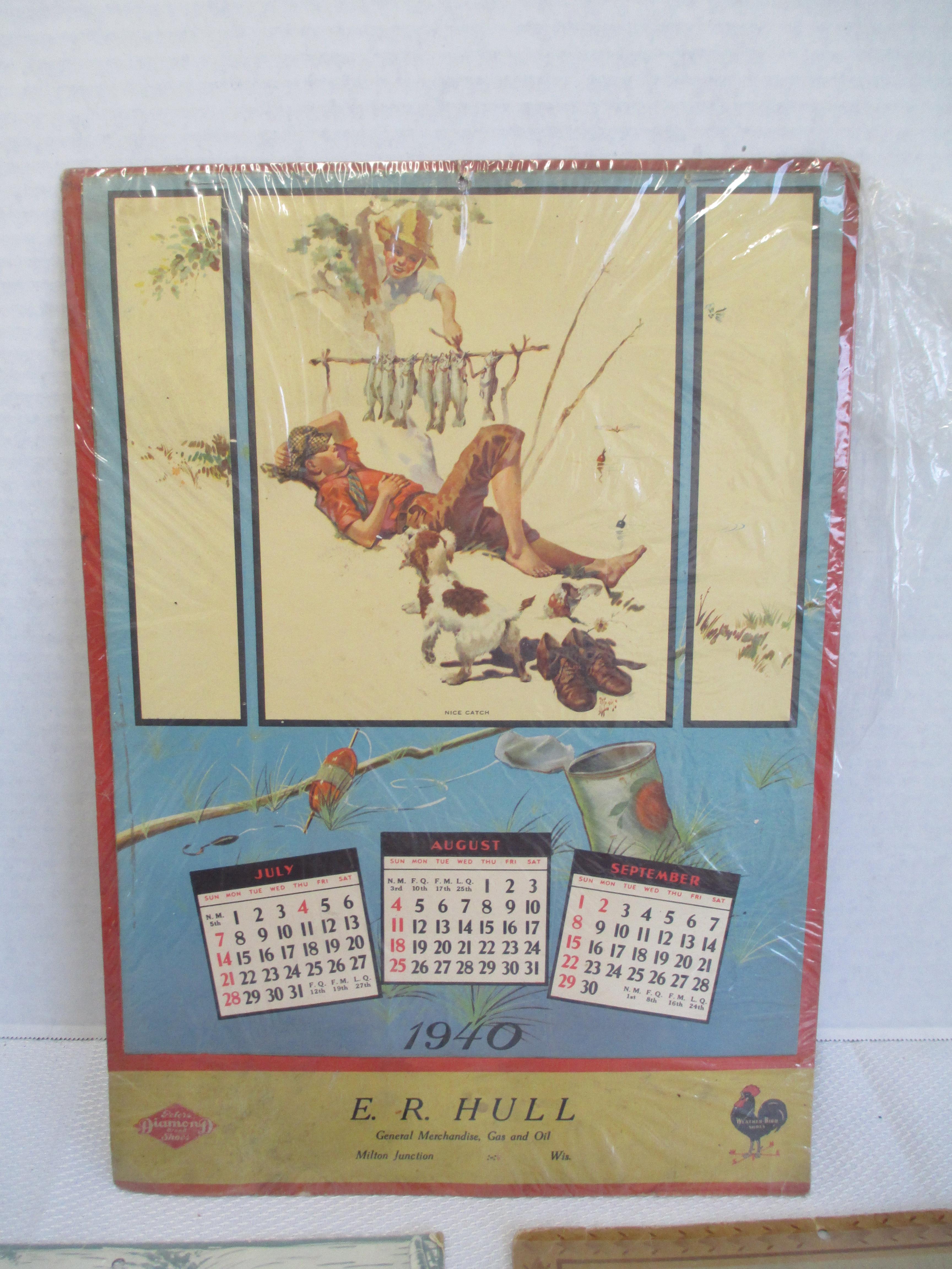 Lot of 3- 1940's & 1950's Advertising Calendars