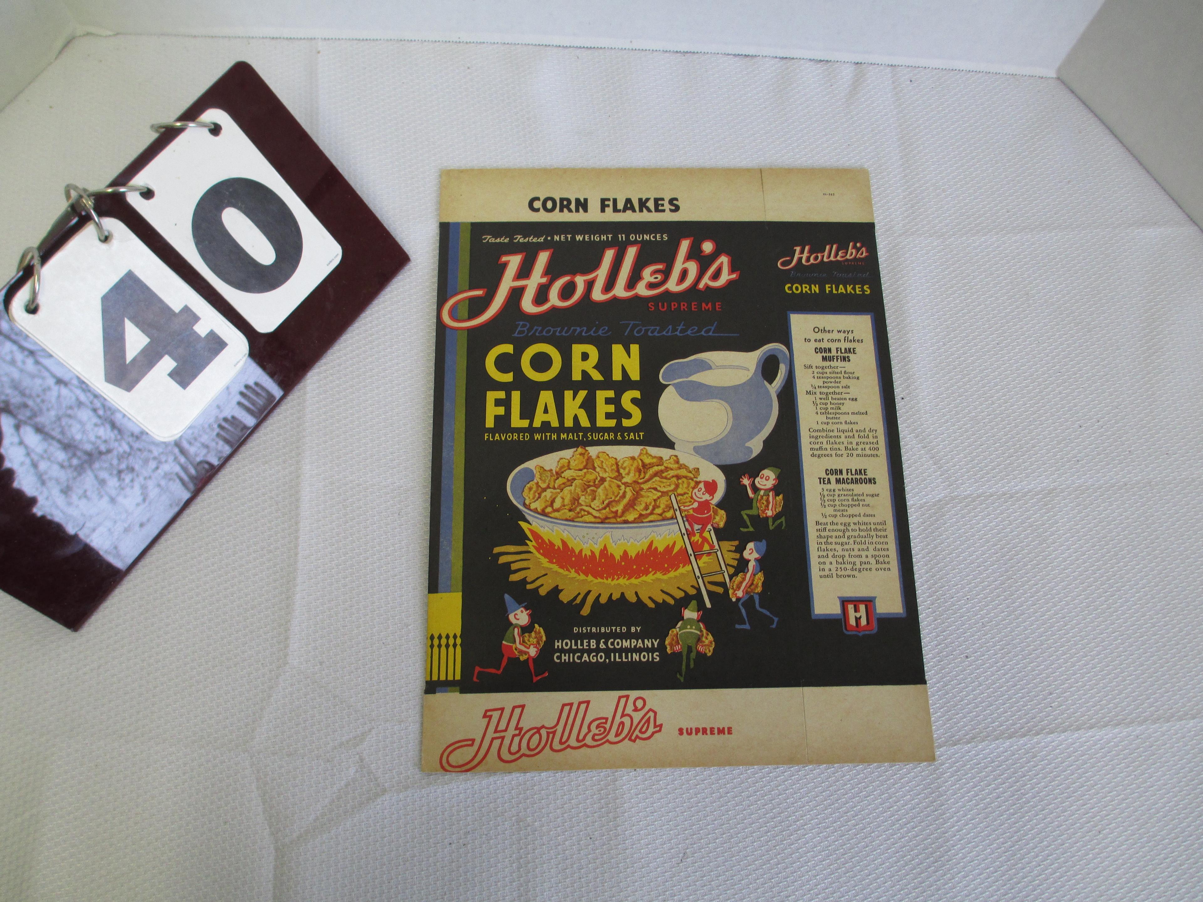 NOS Holleb's Corn Flakes Cereal Box