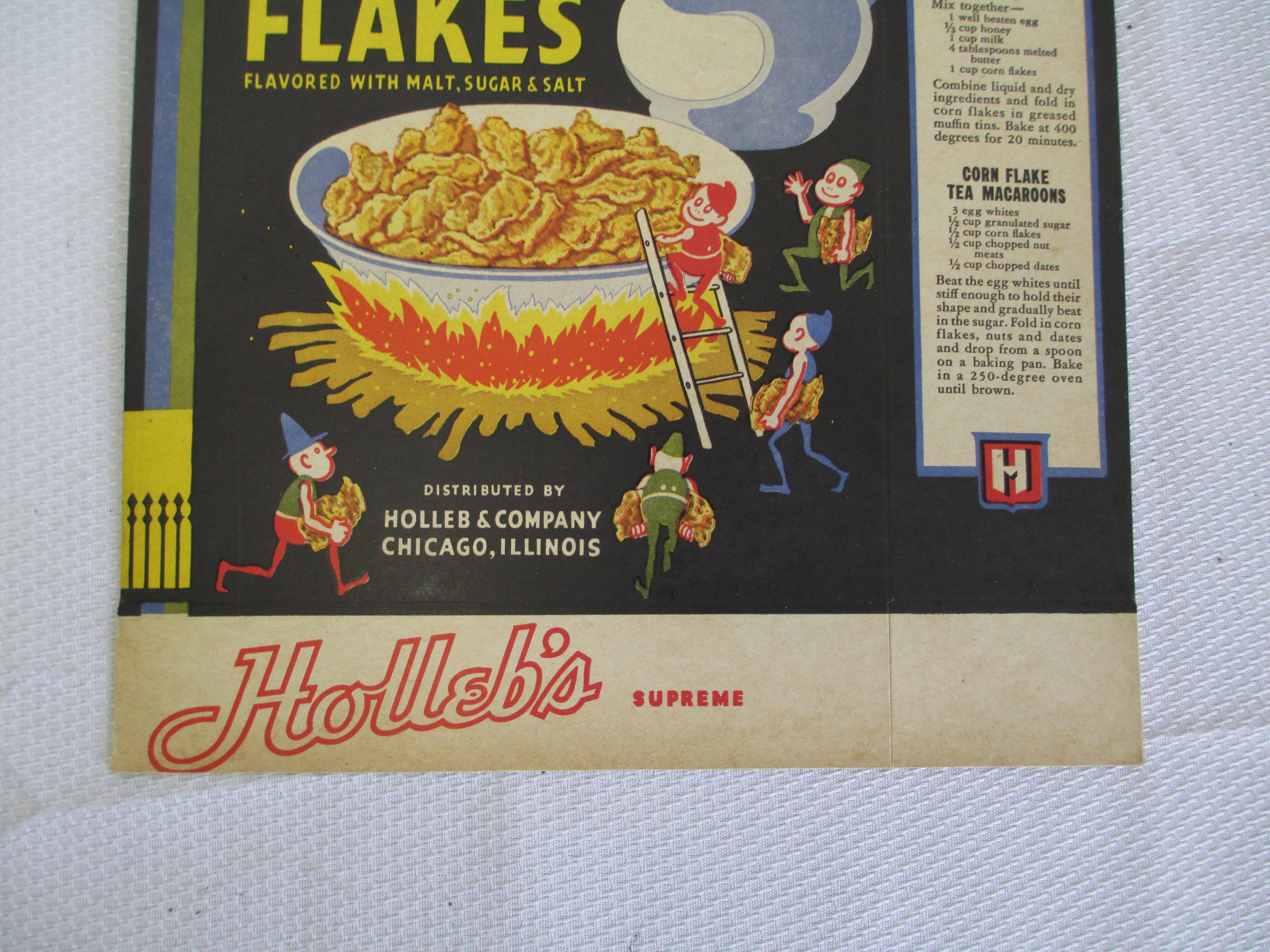 NOS Holleb's Corn Flakes Cereal Box