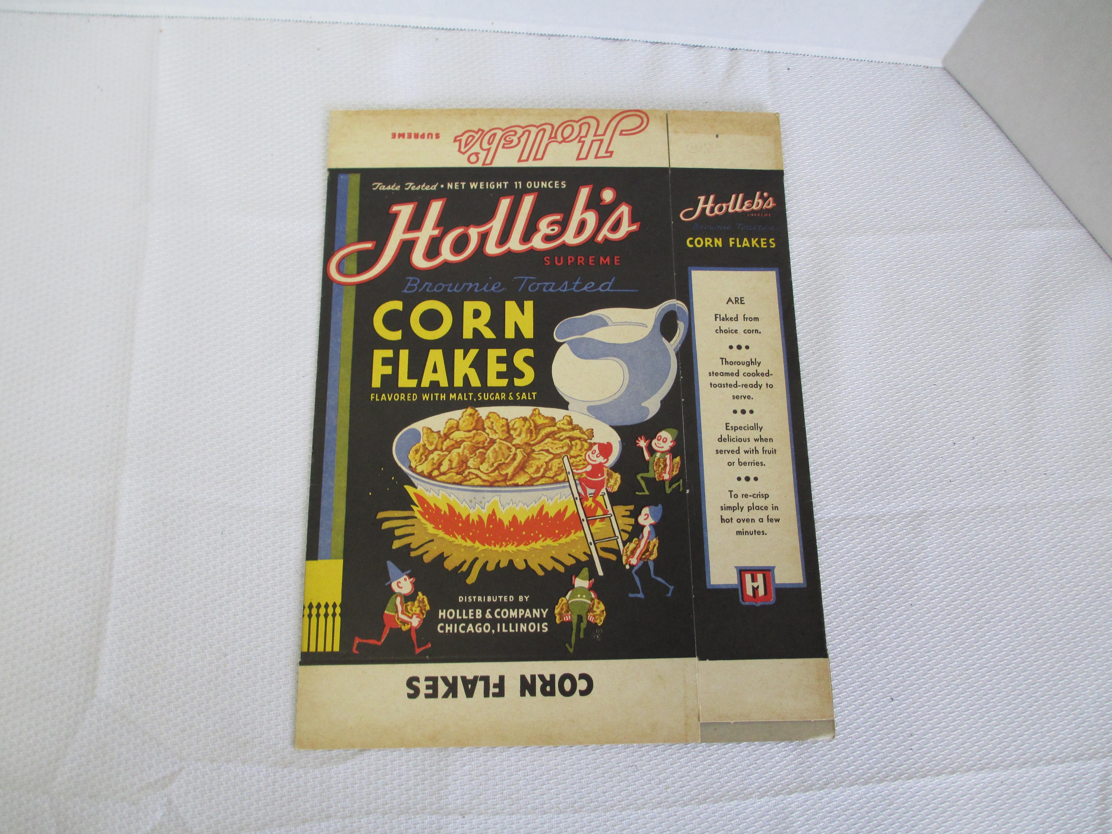 NOS Holleb's Corn Flakes Cereal Box