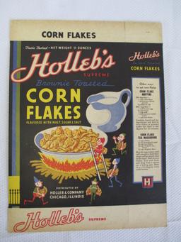 NOS Holleb's Corn Flakes Cereal Box