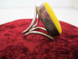 Sterling Silver Yellow Stone Ring
