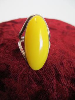 Sterling Silver Yellow Stone Ring