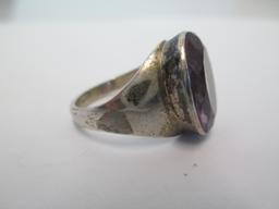 Sterling Silver Ring with large Amethyst Colored Stone