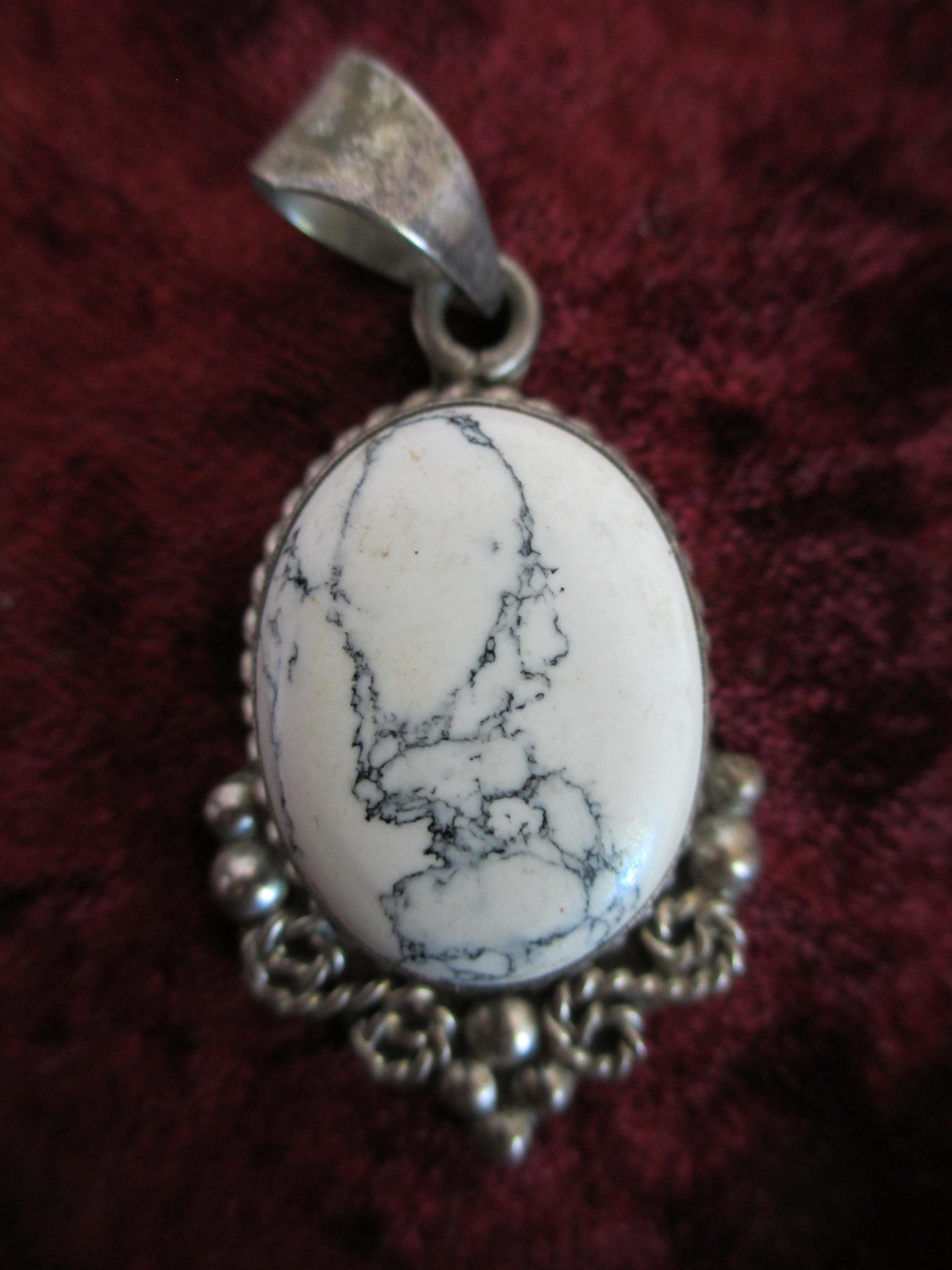 Sterling Silver White Cabochon Pendant