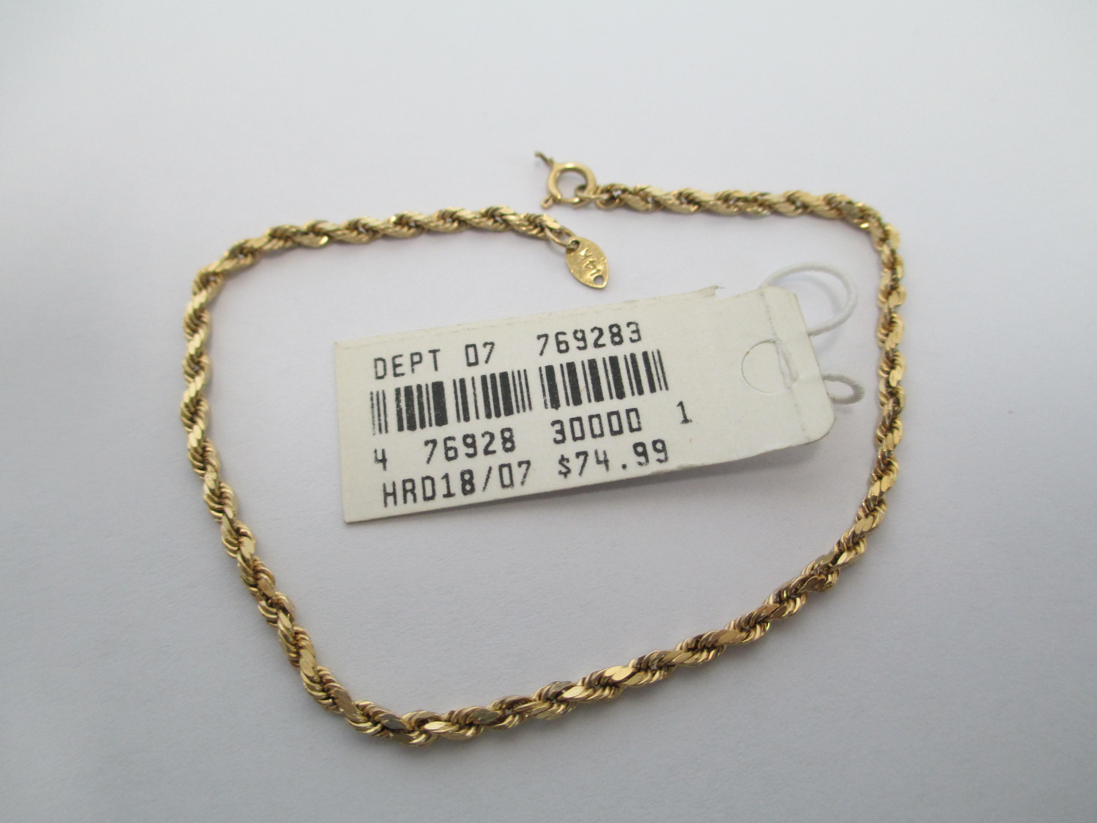 14K Rope Chain Gold Bracelet