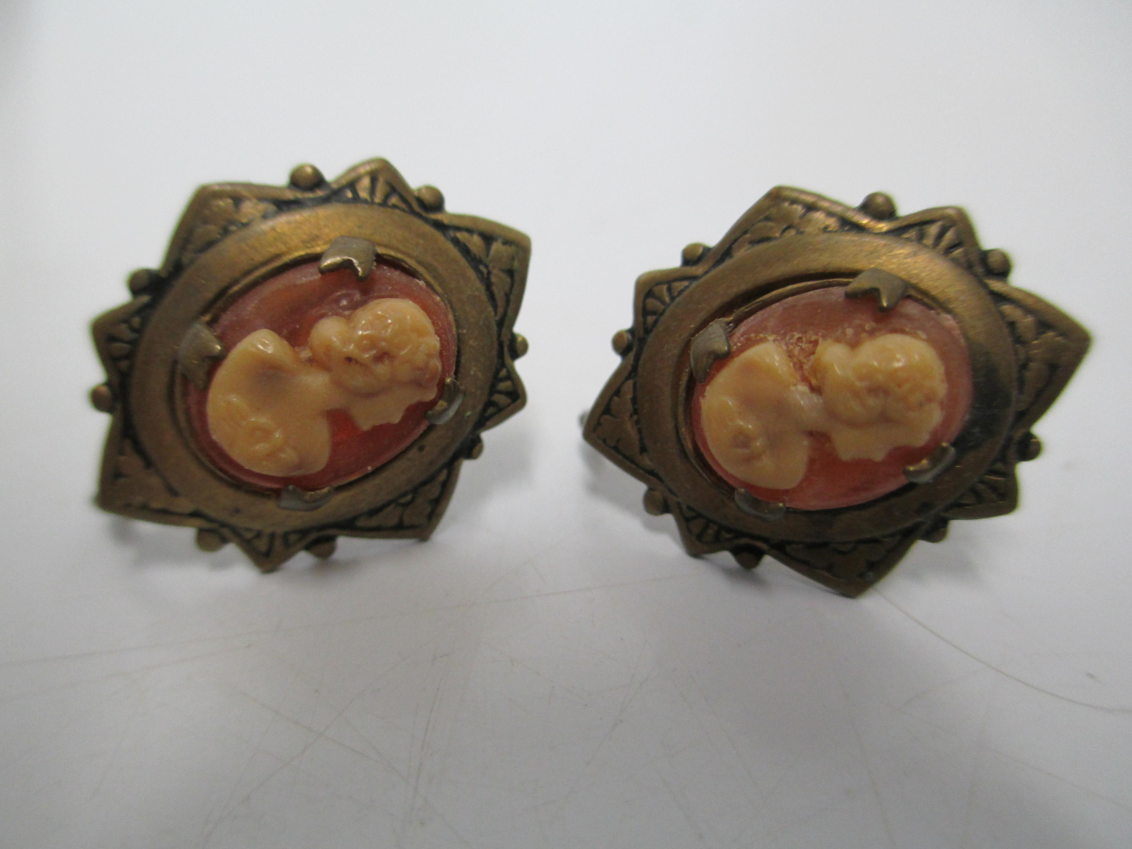 Antique Cameo Earrings- 2 pairs