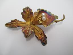 Joan Z. Horn Modernist Metalwork Flower Brooch