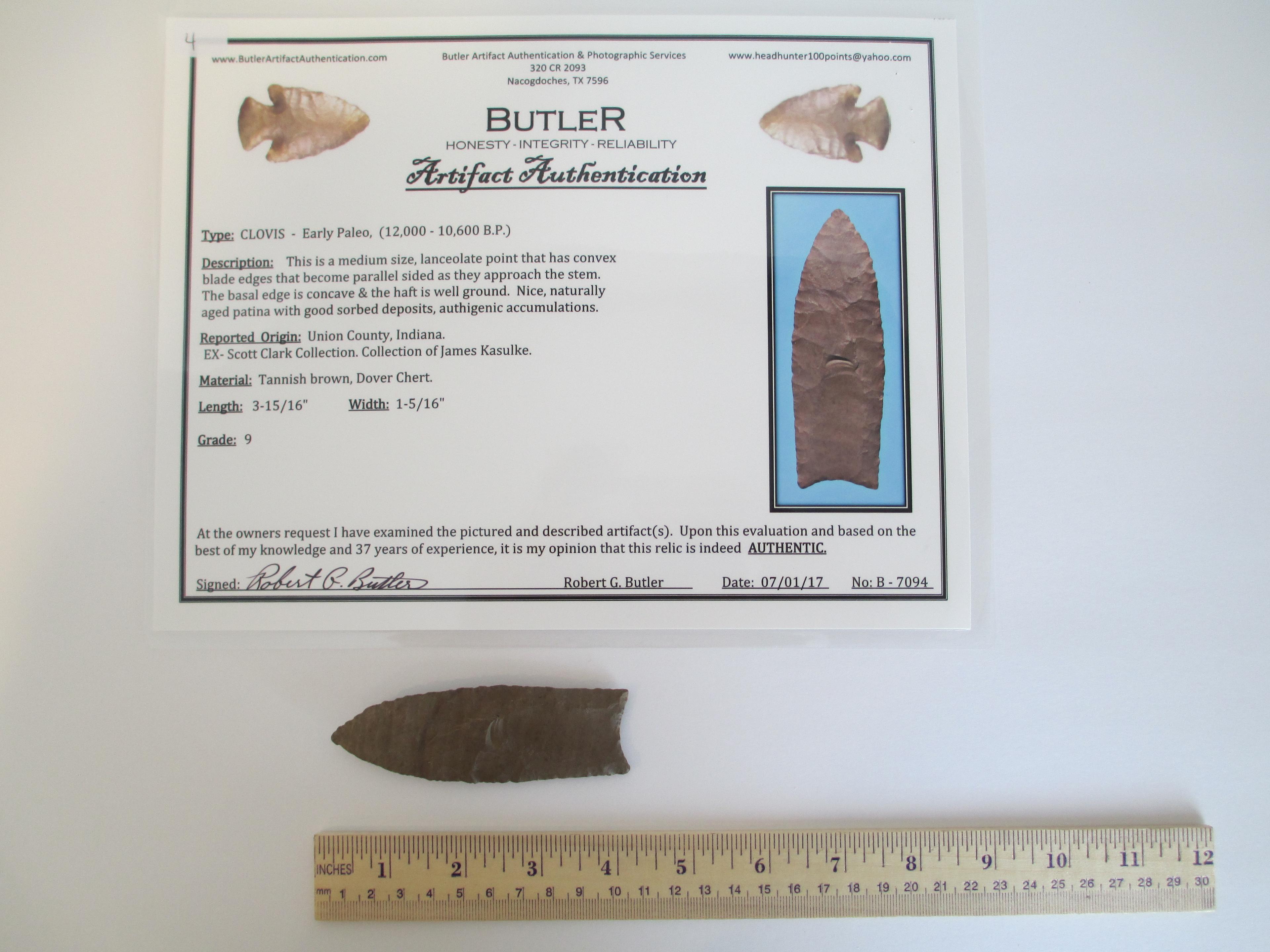 Clovis Point- Early Paleo (12,000-10,600 B.P.)