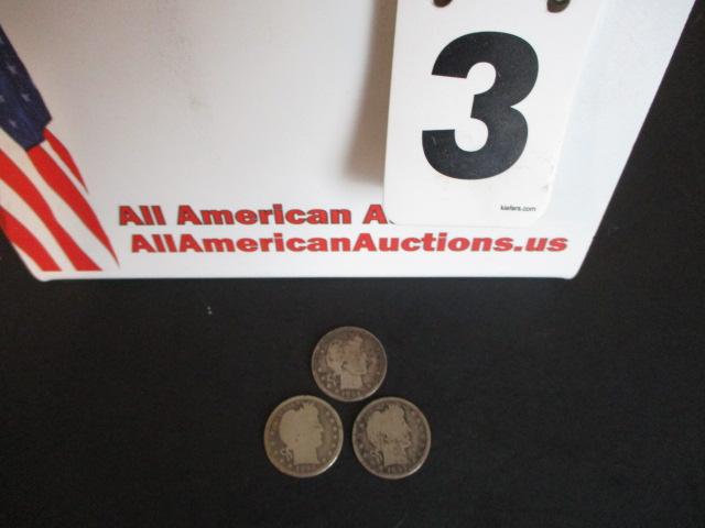 Barber Silver Quarter Lot of 3