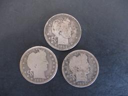 Barber Silver Quarter Lot of 3