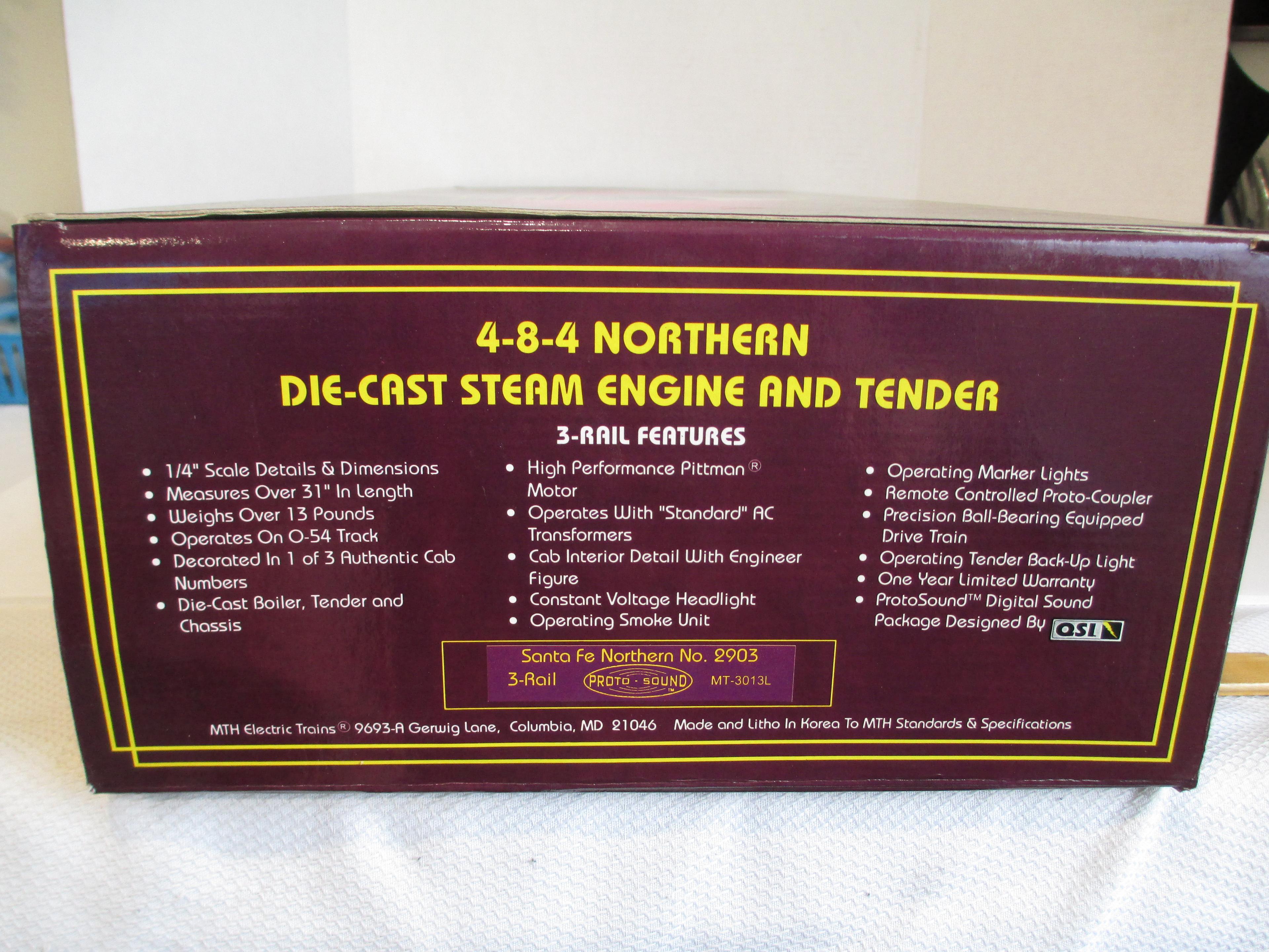 M.T.H. Electric Trains 4-8-4 Northern Die-Cast Steam Engine And Tender