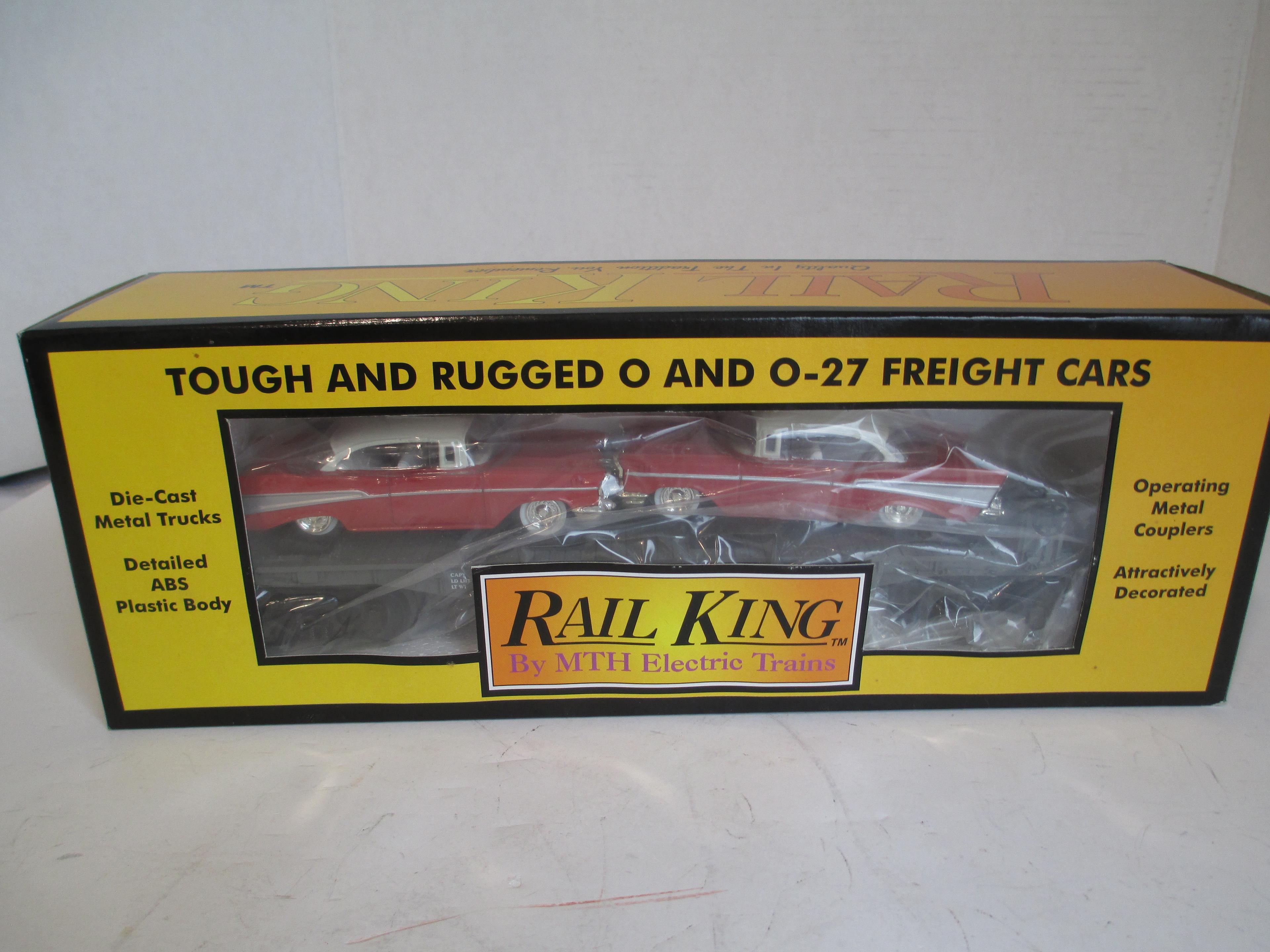 M.T.H. Electric Trains Auto Transport Flat Car W/ERTL '57 Chevys