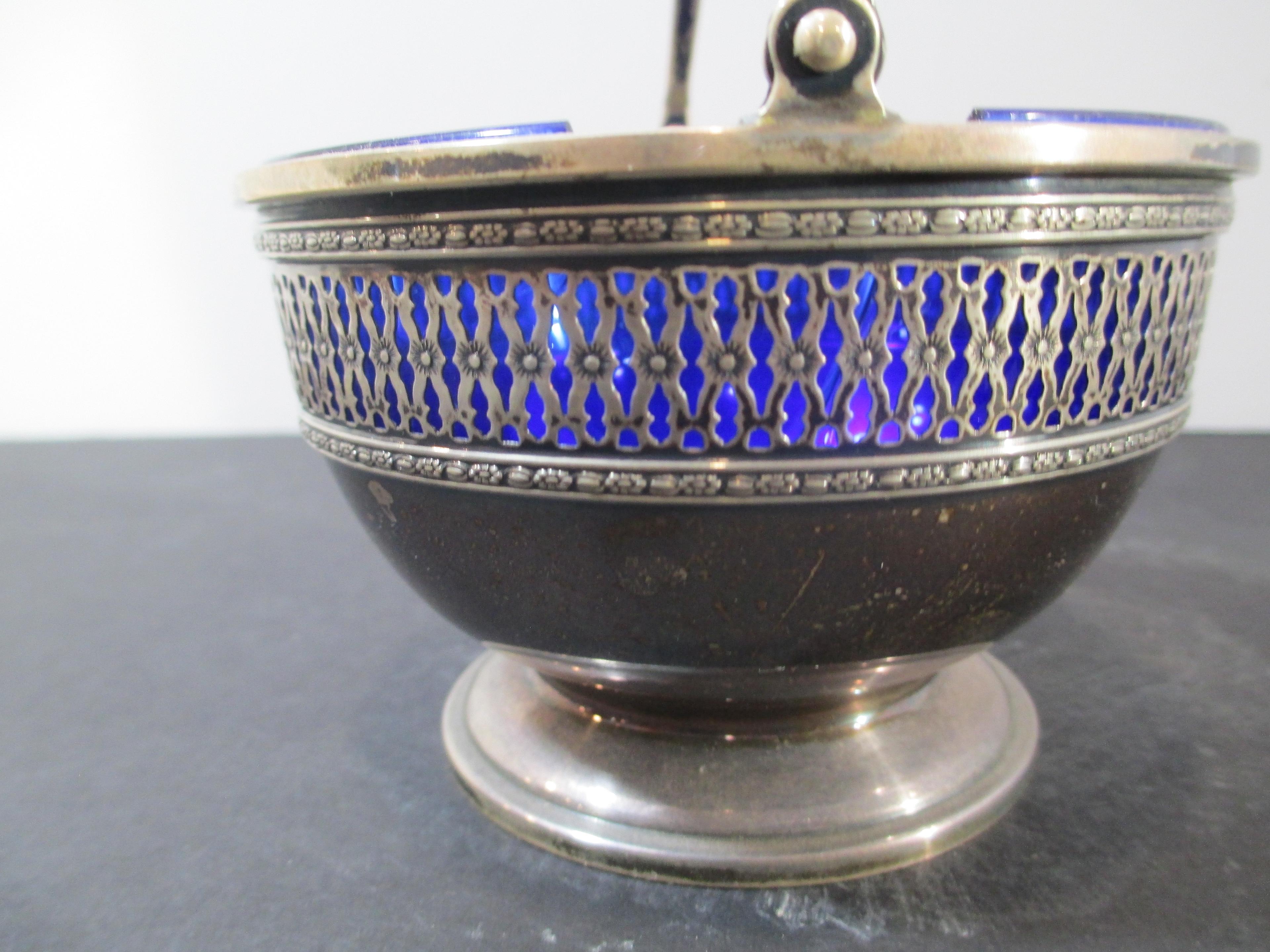 Sterling Silver Cobalt Lined Basket