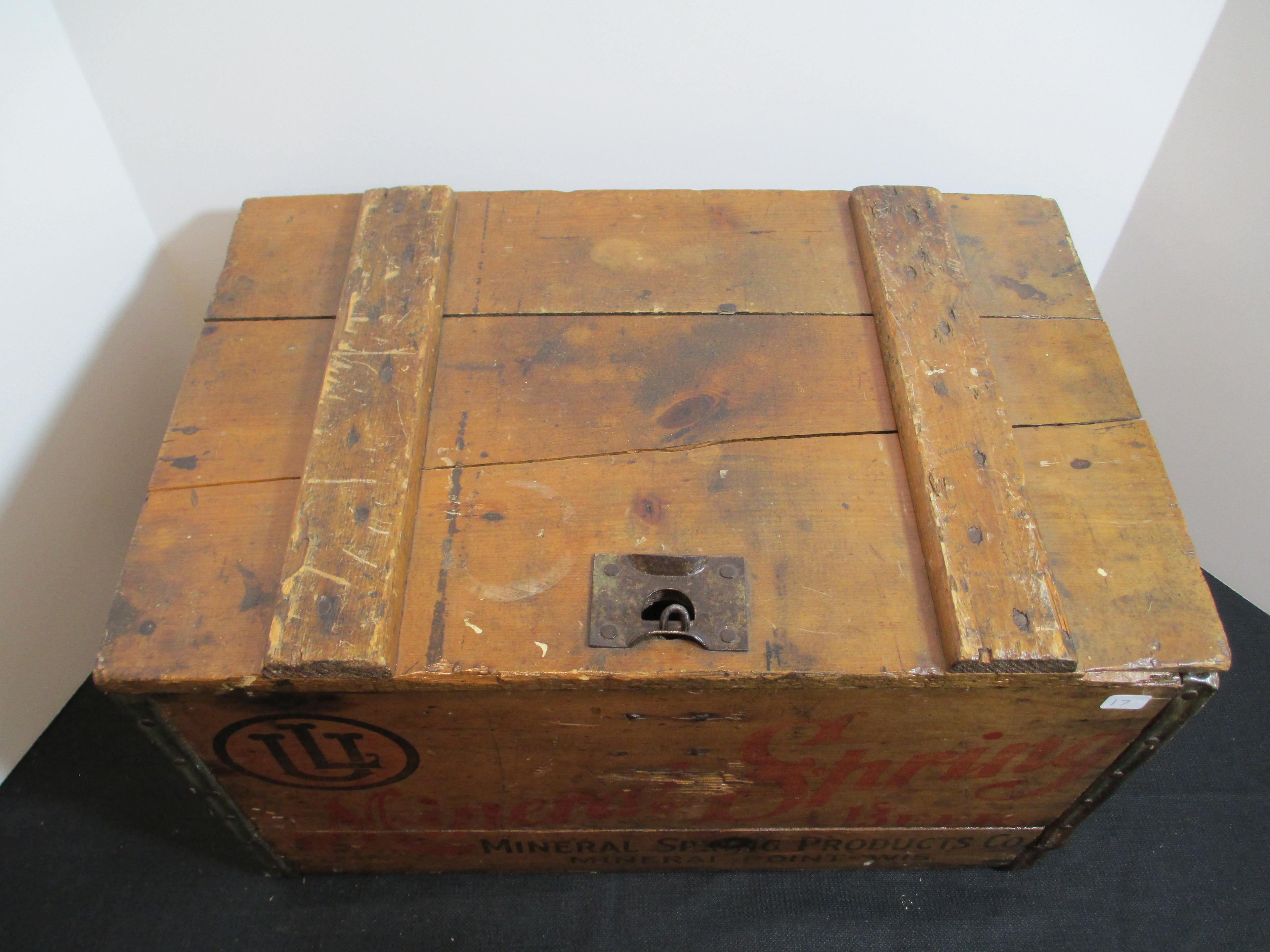 Mineral Spring Beer Advertising Crate with Hinged Lid