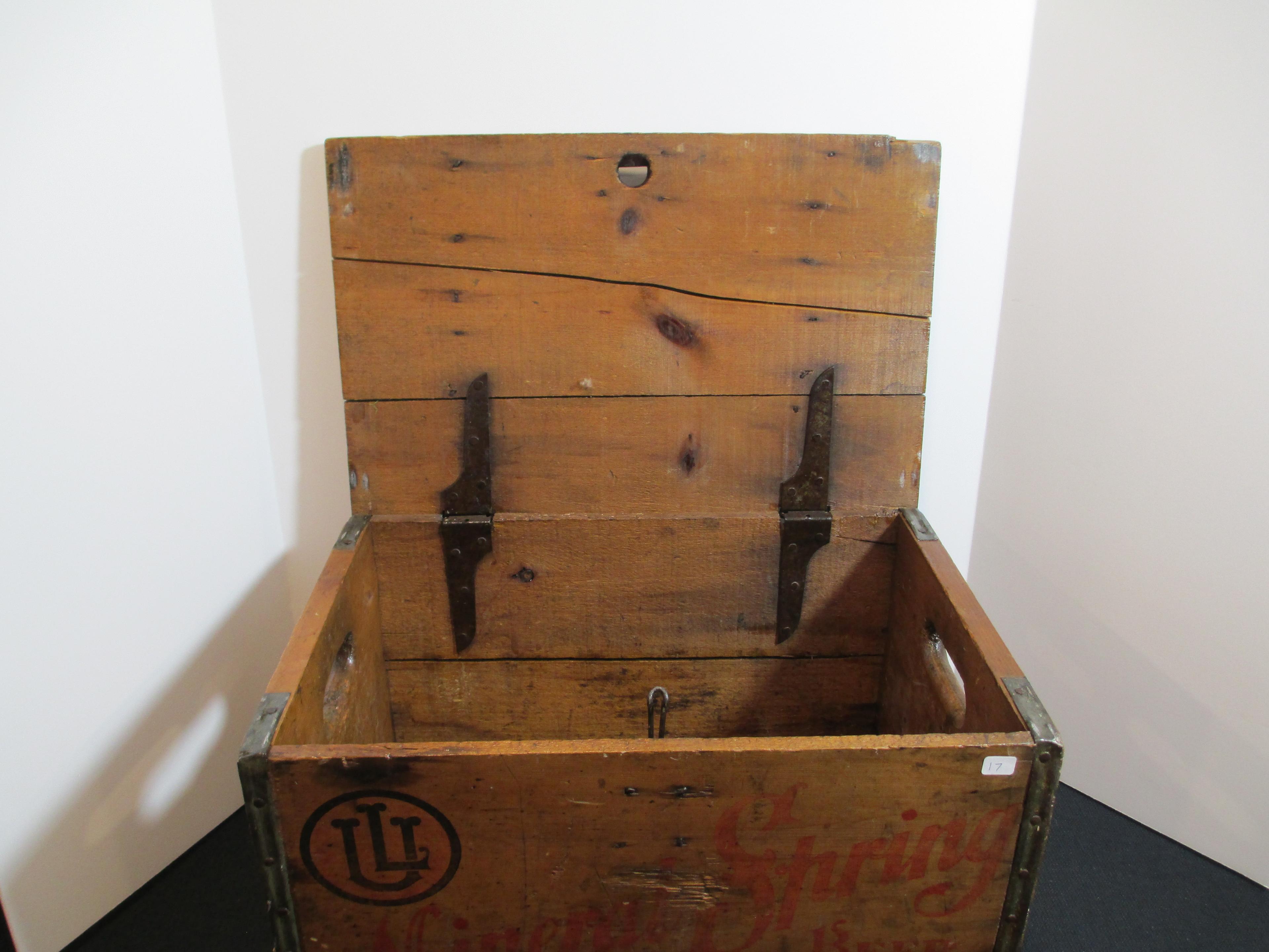 Mineral Spring Beer Advertising Crate with Hinged Lid