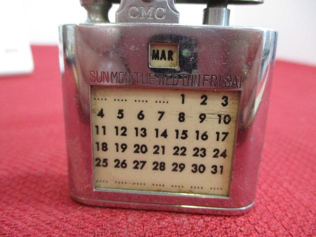 Continental Chrome Pocket Lighter with Built-In Calendar