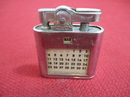 Continental Chrome Pocket Lighter with Built-In Calendar