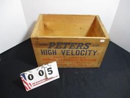 Peter's High Velocity Dove-Tailed Advertising Crate with Marshall & Wells Tag