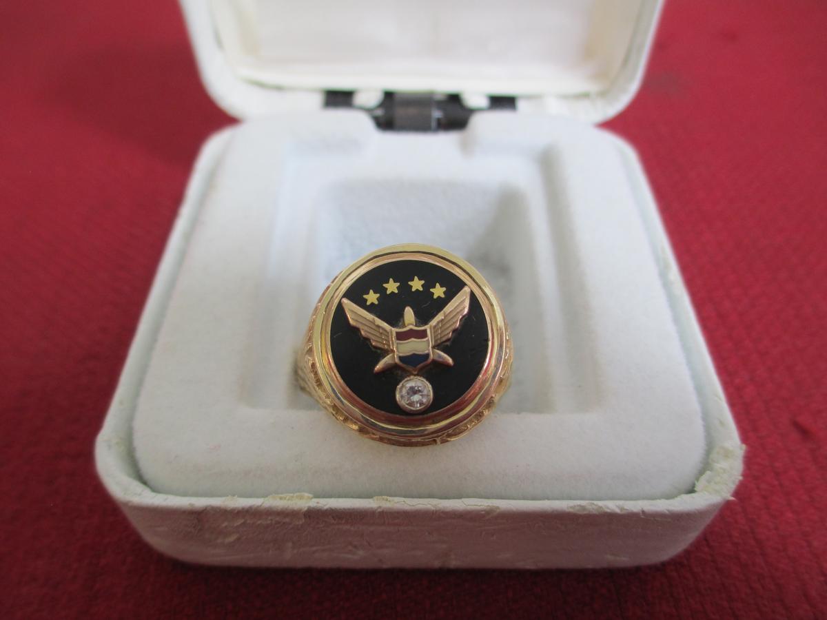 United Airlines Pilots Ring 10K Gold Ring w/ Diamond