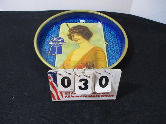 Pabst Blue Ribbon "Flapper Girl" Advertising Beer Tray