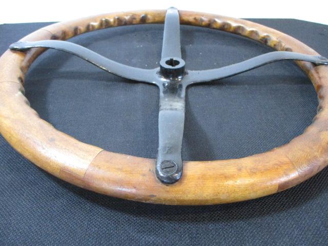 1940's Wood & Cast Steel Steering Wheel
