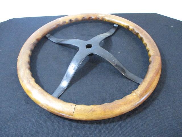 1940's Wood & Cast Steel Steering Wheel