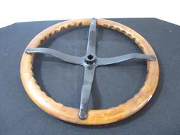 1940's Wood & Cast Steel Steering Wheel