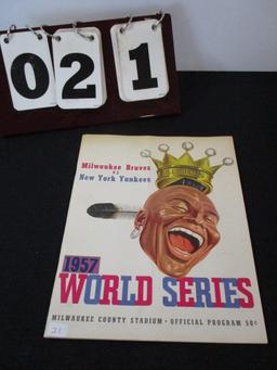 1957 Milwaukee Braves Vs. New York Yankees World Series Program