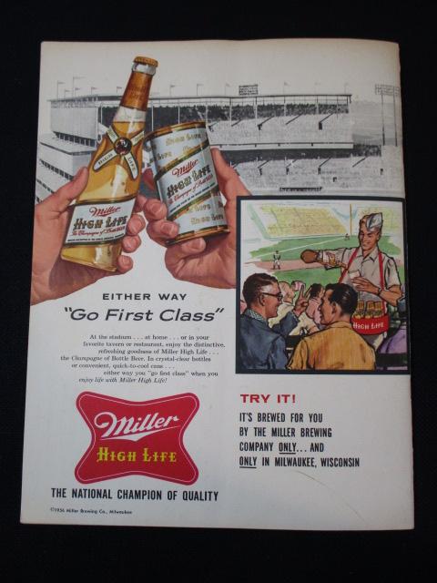 1957 Milwaukee Braves Vs. New York Yankees World Series Program