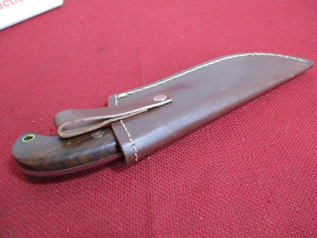 Hand Made Damascus Steel Knife w/ Sheath-9" Wood