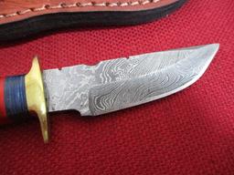 Hand Made Damascus Steel Knife w/ Sheath-7" Resin