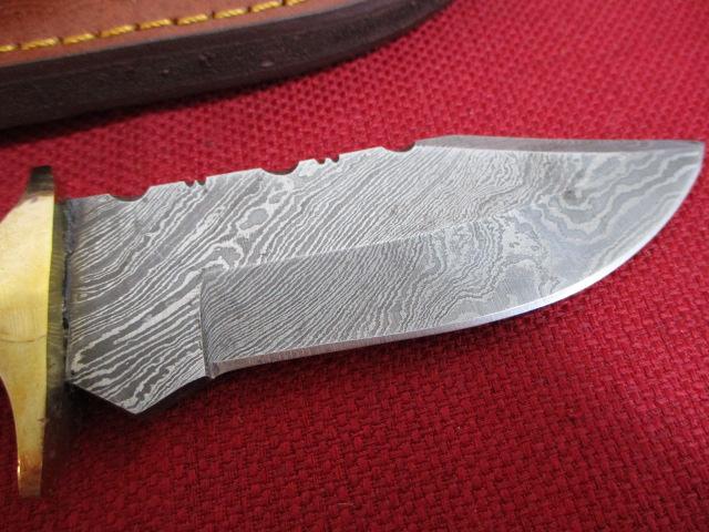 Hand Made Damascus Steel Knife w/ Sheath-9" Bone