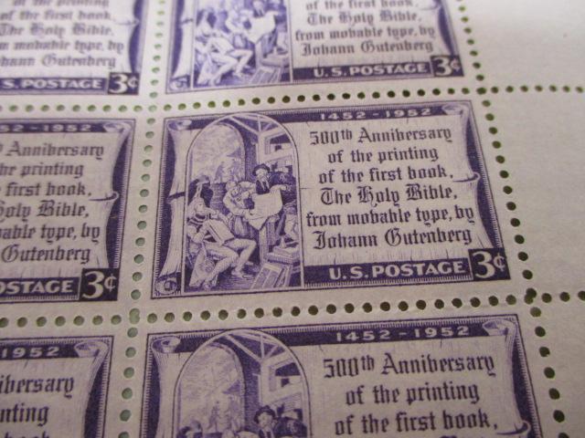 Full Uncut Sheets of 3 cent Stamps- 16 Total Pages