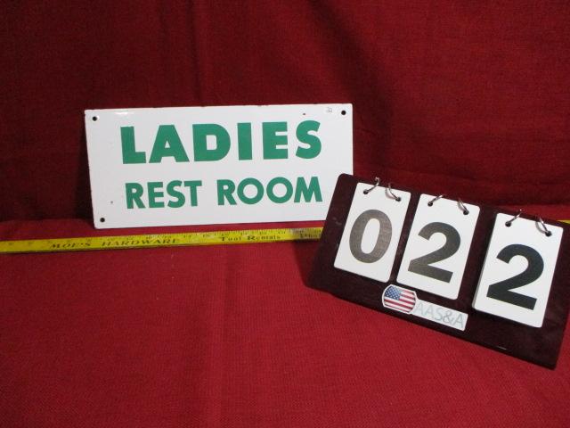 Ladies' Restroom Porcelain Service Station Sign