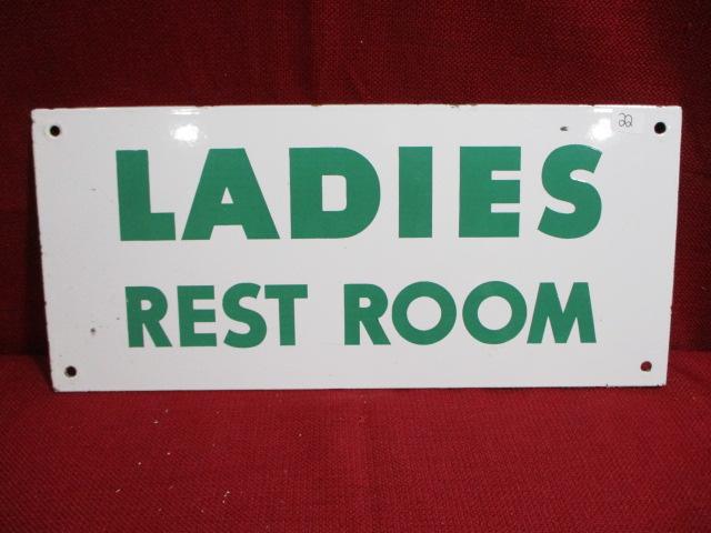 Ladies' Restroom Porcelain Service Station Sign