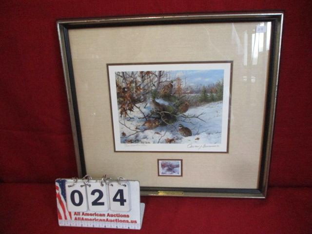Owen Gromme 1983 "Quall Research Conservation Edition" Artist Signed Framed Print