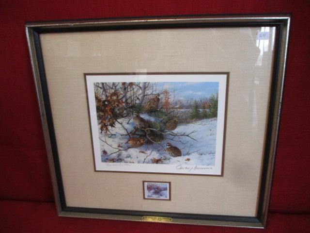 Owen Gromme 1983 "Quall Research Conservation Edition" Artist Signed Framed Print