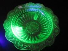 Uranium Glass Footed Serving Bowl