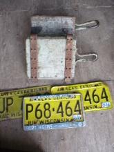 Pair of Vintage Tire Chocks + Bonus Wisconsin License Plates