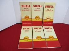 Shell Gasoline 1948 Travel Maps-Lot of 6