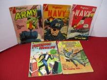 Fighting Navy/Army/More 12 cent Comic Books-Lot of 5