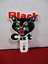 Black Cat Fireworks Porcelain License Plate Topper