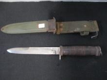U.S. M8 Leather Handled Military Knife w/ Sheath