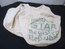 Original Vintage Morning Star Register & republic 2-Way Canvas Newspaper Carrier Sack