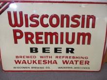 *SPECIAL ITEM-Wisconsin Premium Beer Waukesha, WI Self Framed Advertising Sign