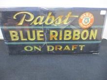 Early Pabst Blue Ribbon Original Tin on Cardboard Advertising Sign
