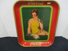 1929 Coca-Cola Swimsuit Model Advertising Tray